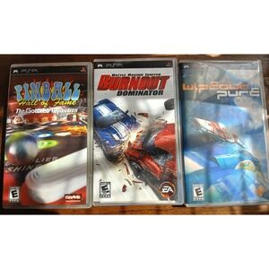 Sony PSP Game Bundle Burnout Dominator Wipeout Pure Pinball Hall of Fame 3-Lot